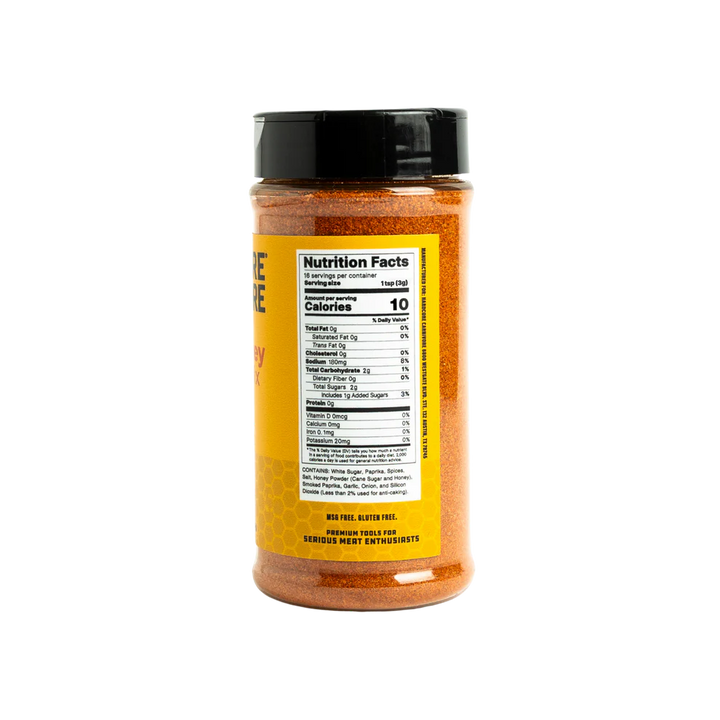 Spice jar with nutrition facts label on a white background