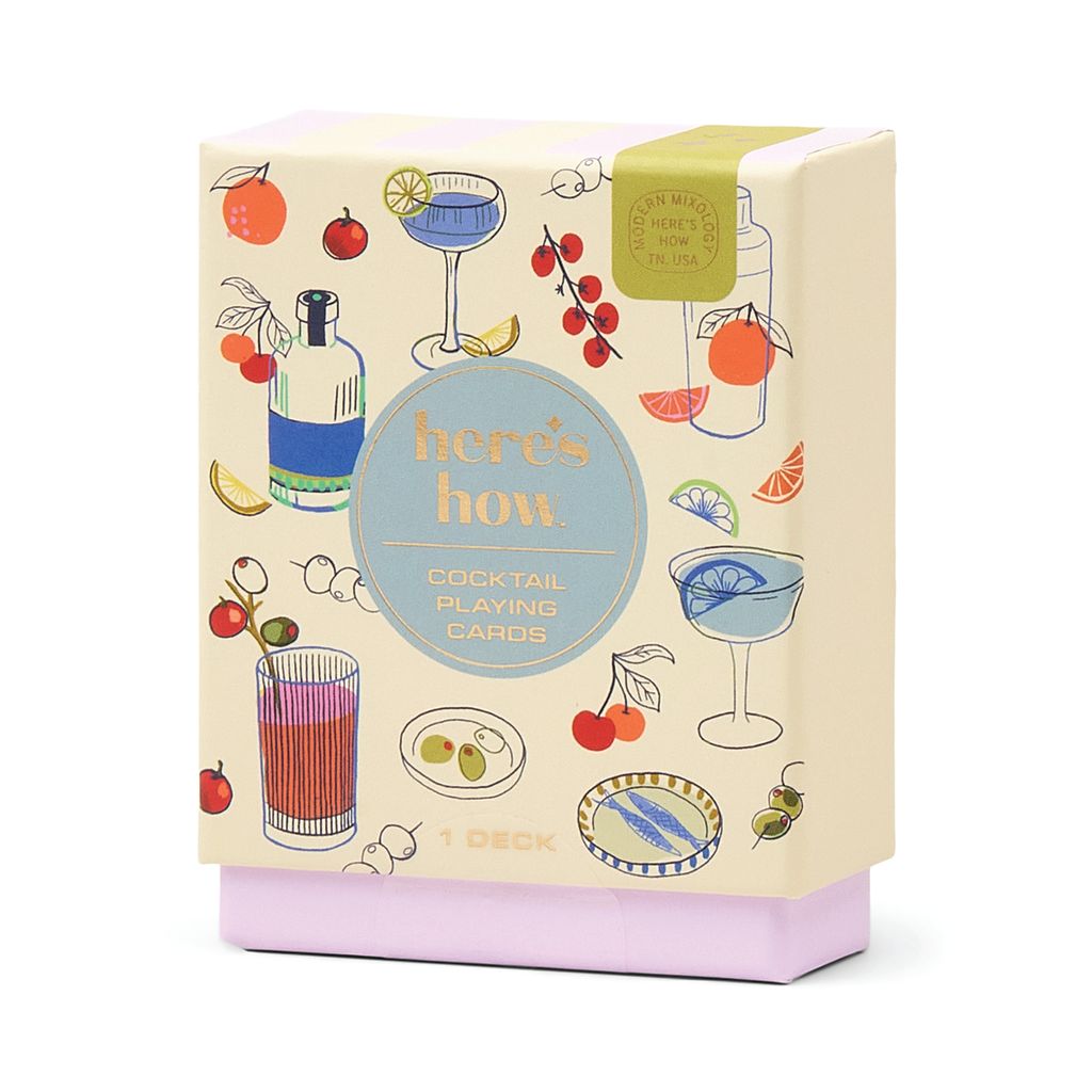 Here's How Cocktail playing cards in a box on a white background