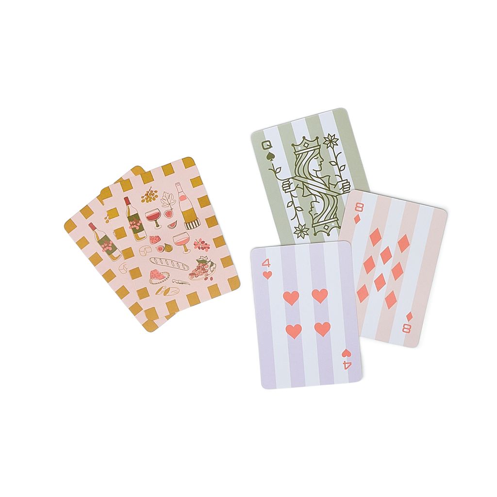 Here's How wine playing cards on a white background