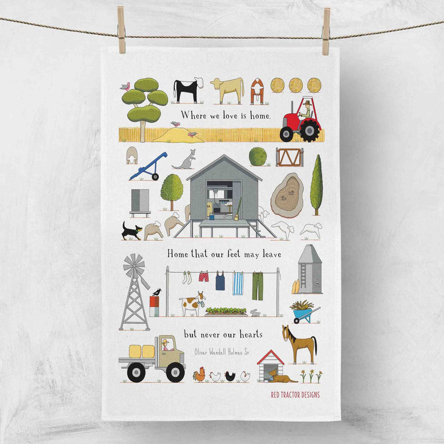 Australian and home theme linen tea towel
