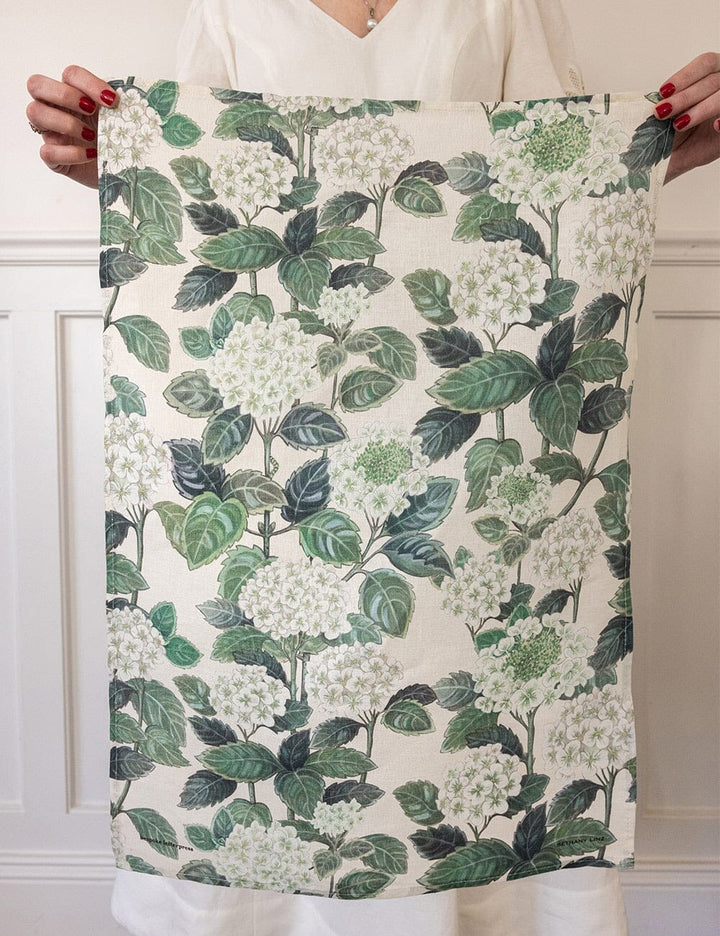 Bespoke Hydrangea Linen Tea Towel