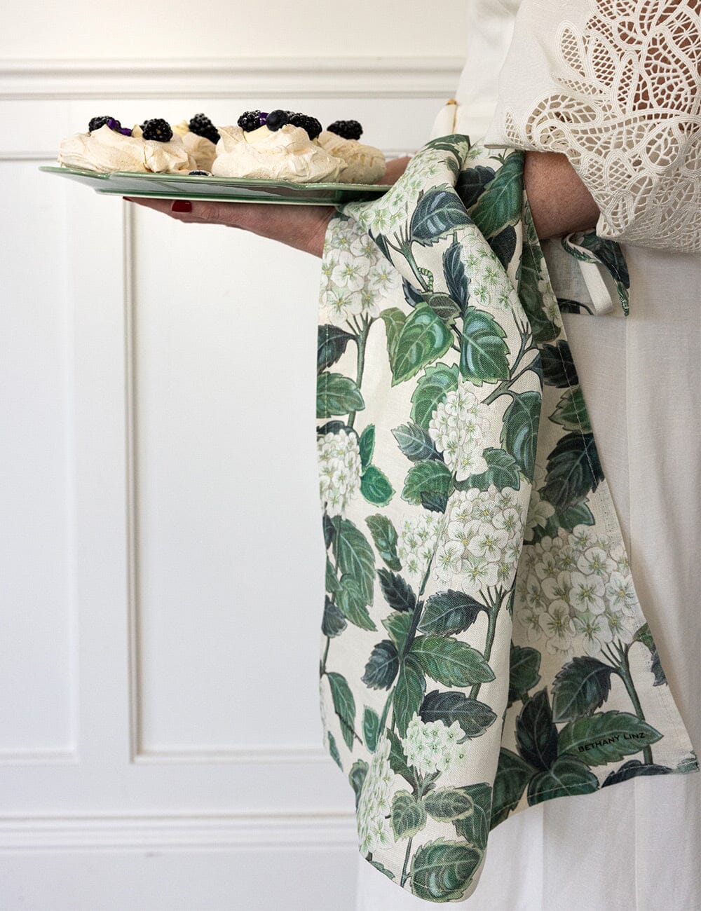 Bespoke Hydrangea Linen Tea Towel