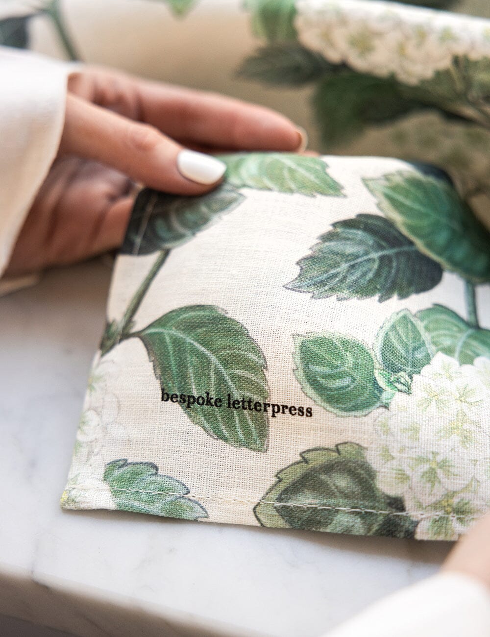 Bespoke Hydrangea Linen Tea Towel