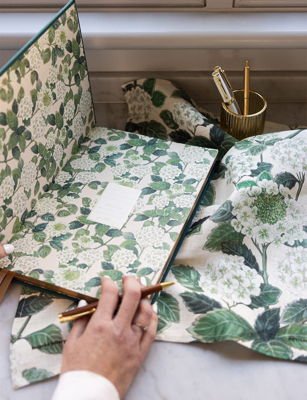 Bespoke Hydrangea Linen Tea Towel