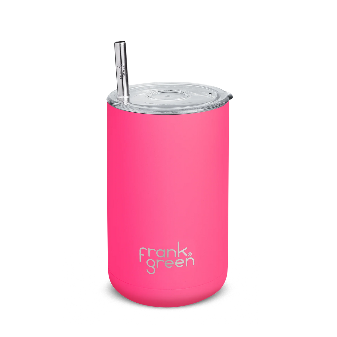 Frank Green Iced Coffee Cup with Straw: Neon Pink