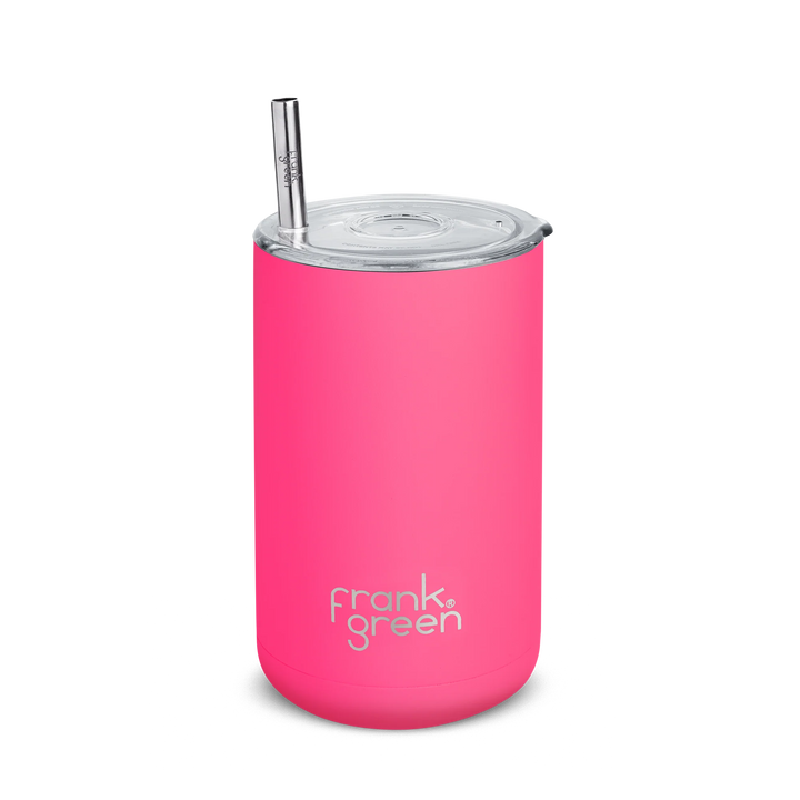 Frank Green Iced Coffee Cup with Straw: Neon Pink