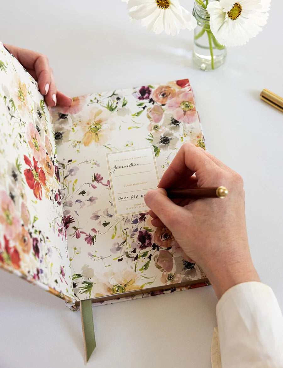 Bespoke Letterpress Linen Journal: Poppies