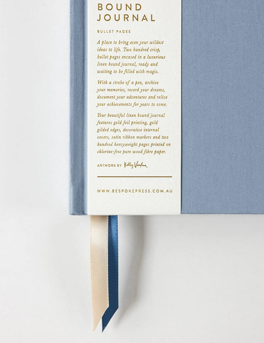 Bespoke Letterpress Linen Journal: Dusty Cornflower