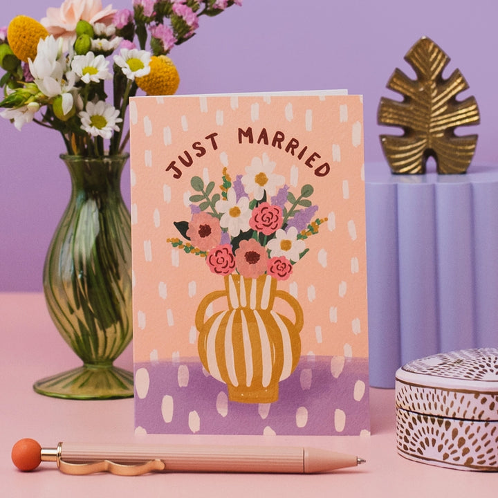 Greeting Card: Chic Vase Just Married