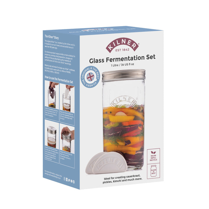Kilner glass fermentation set packaging on a white background