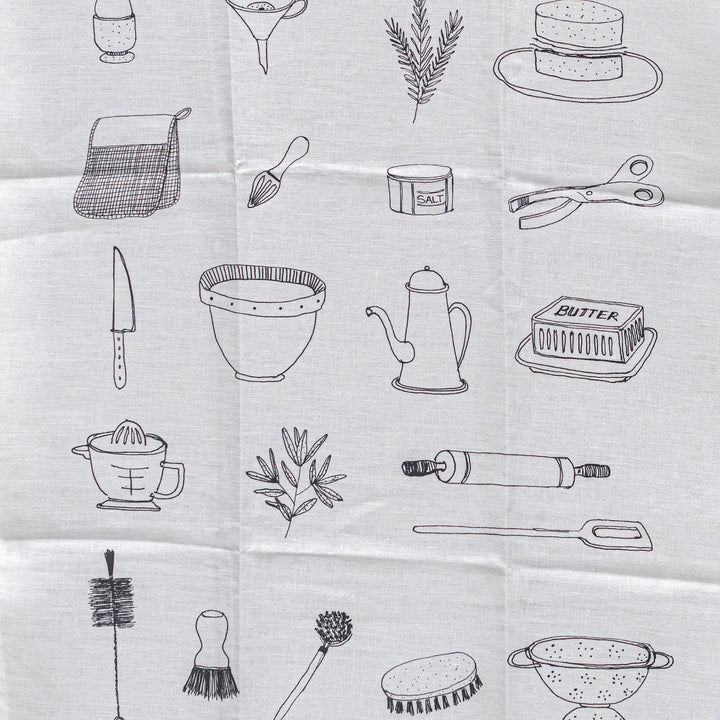 Linen Tea Towel: Kitchenalia