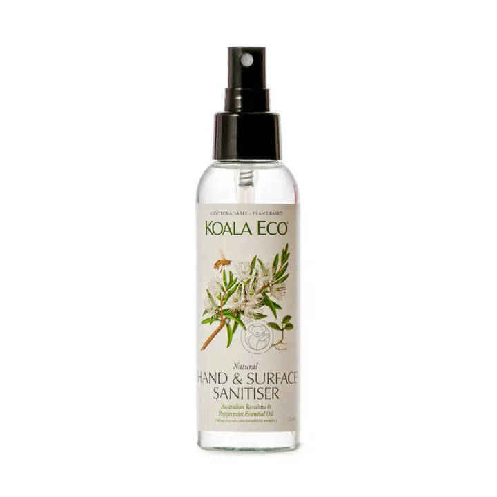Koala Eco hand and surface sanitizer bottle on a white background