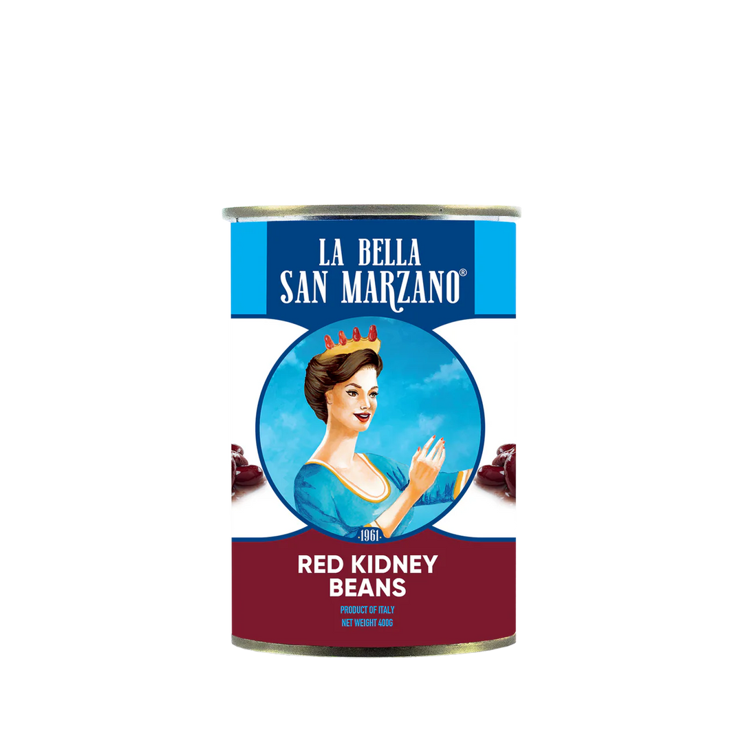 Can of La Bella San Marzano red kidney beans on a white background