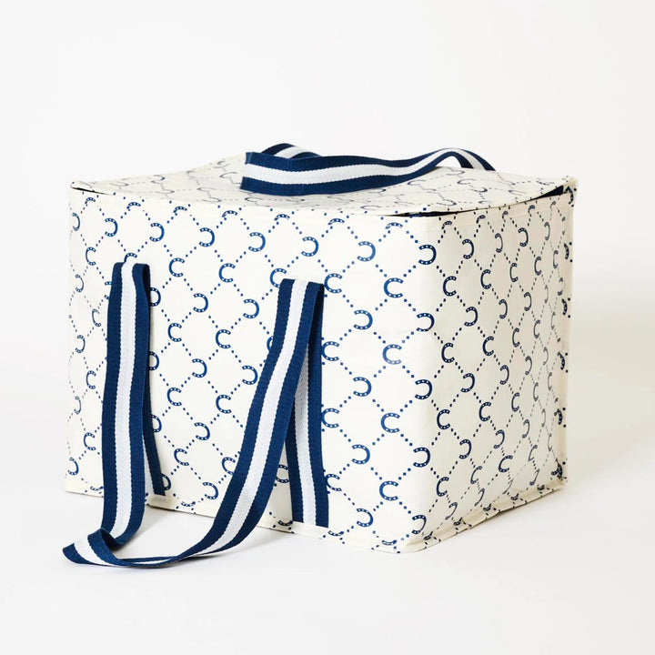 Large Insulated Tote: Navy Horseshoe