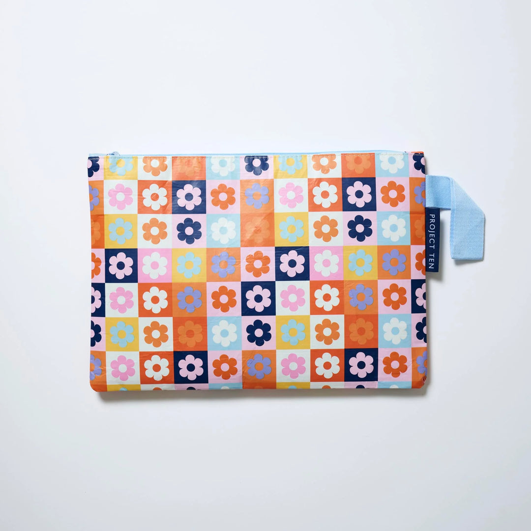 Large Zip Pouch: Square Garden