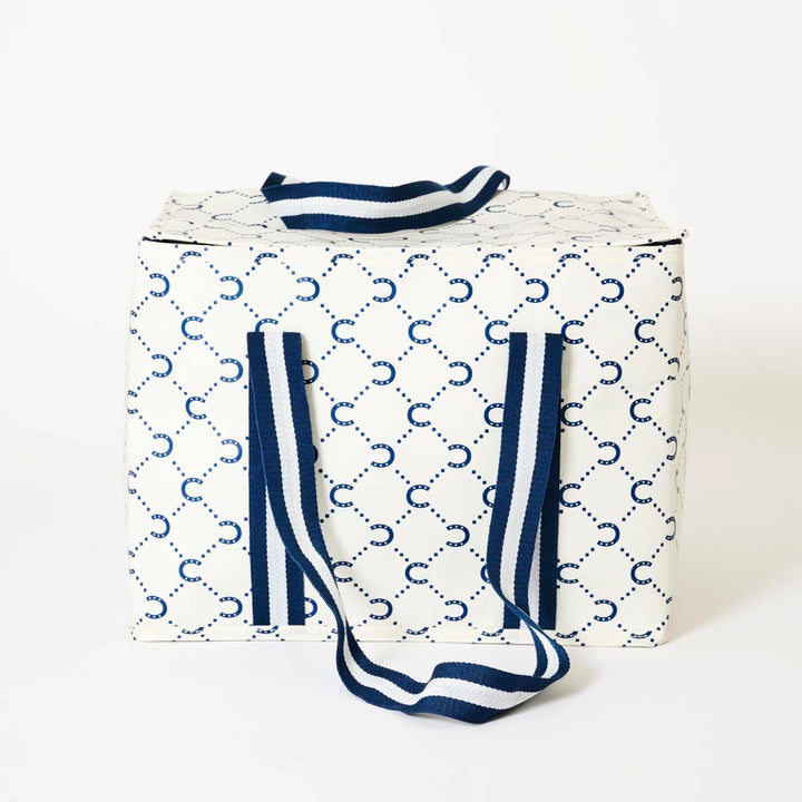 Large Insulated Tote: Navy Horseshoe
