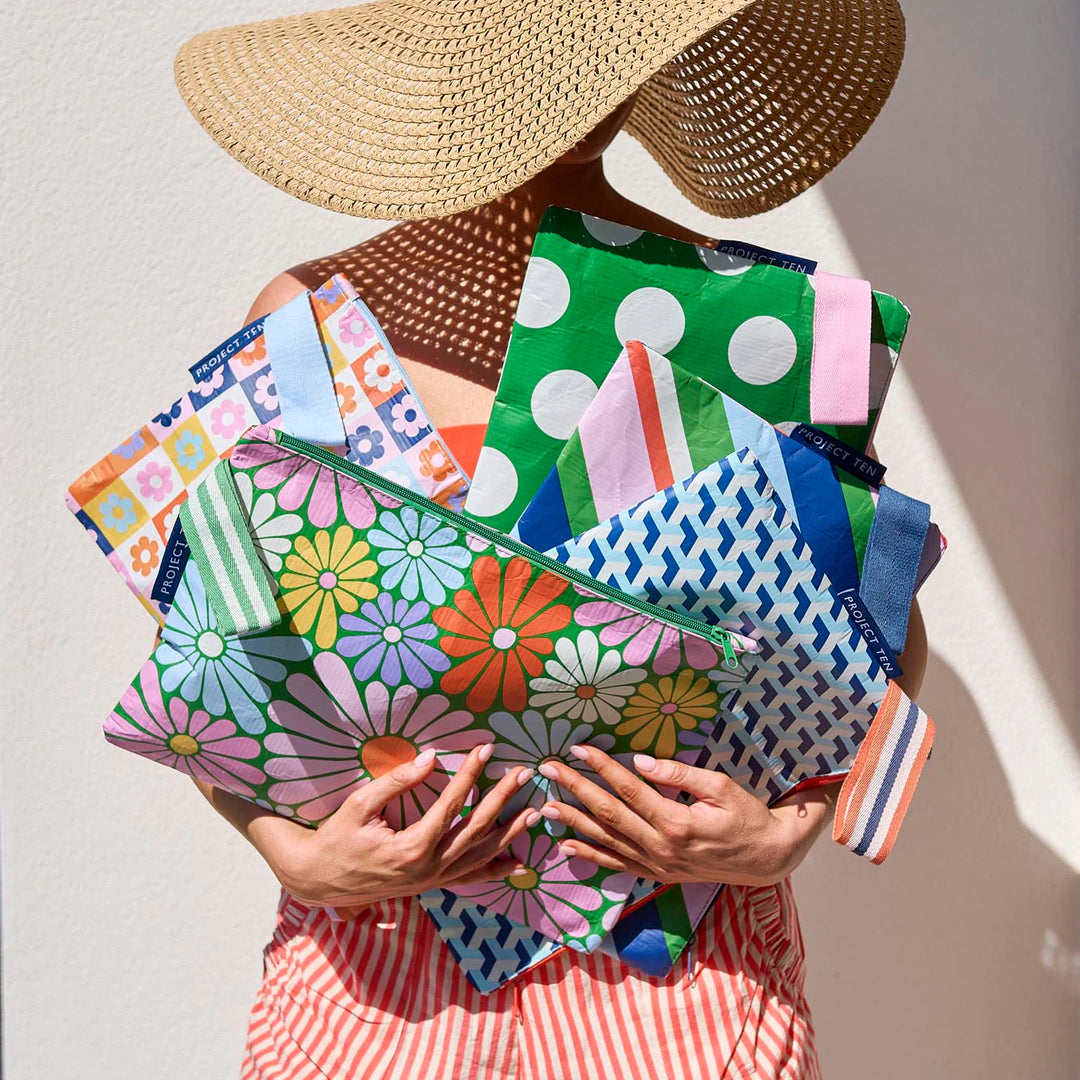 Large Zip Pouch: Square Garden