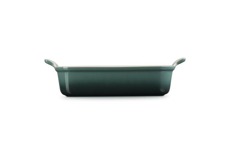 Green rectangular dish on a white background