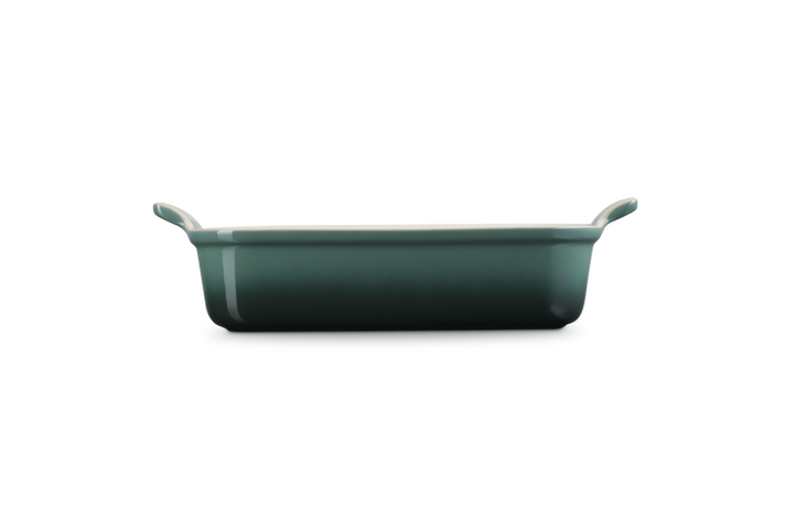 Green rectangular dish on a white background