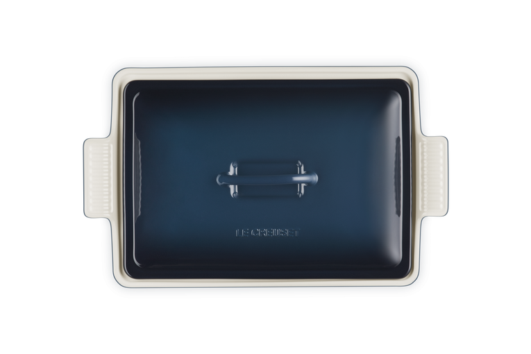 Navy Rectangular baking dish on a white background