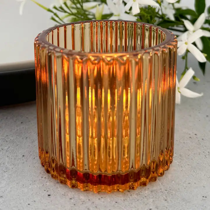 Light Amber Glass Votive Holder
