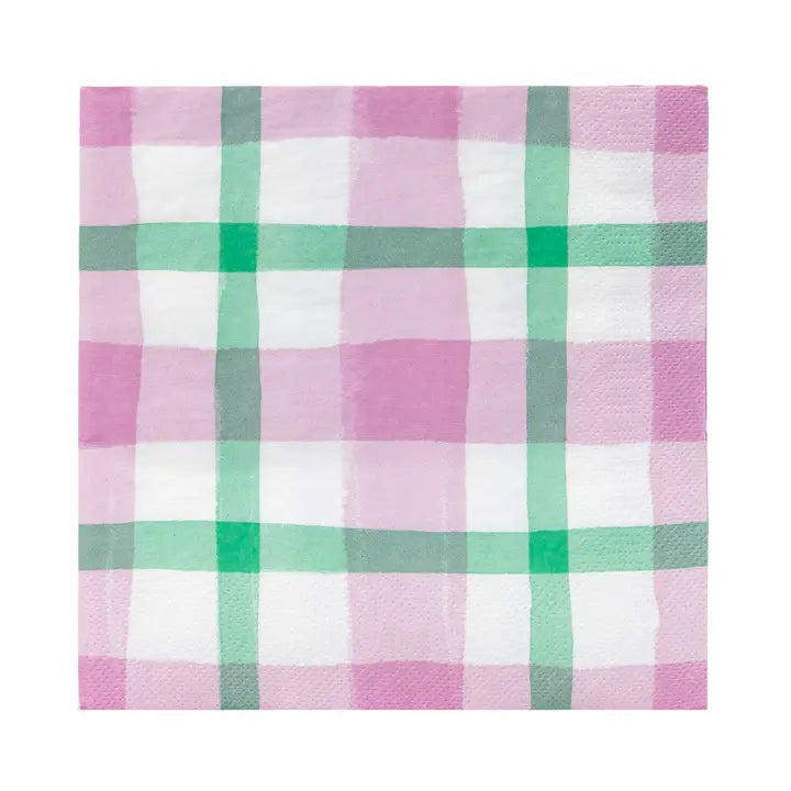 Lilac & Green Gingham Paper Napkins