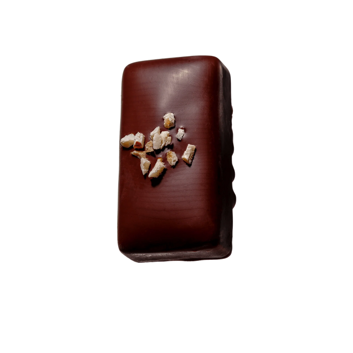 Chocolate bar with nuts on a white background