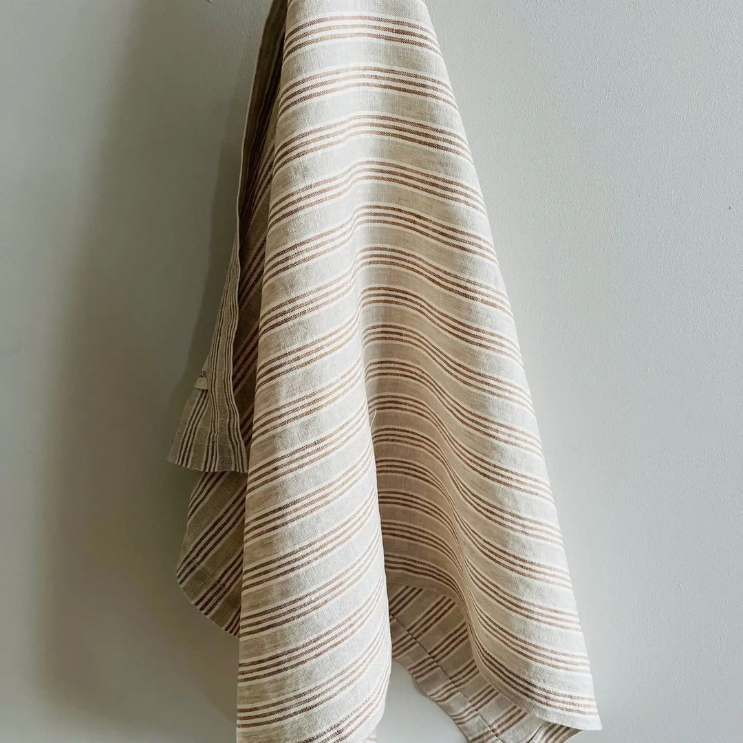 Mama & Tochter French Linen Tea Towel: Biscuit Stripe