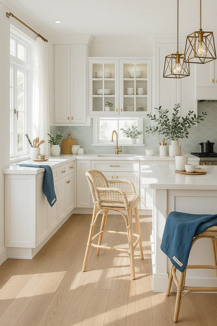 Mama & Tochter French Linen Tea Towel: Marine Blue