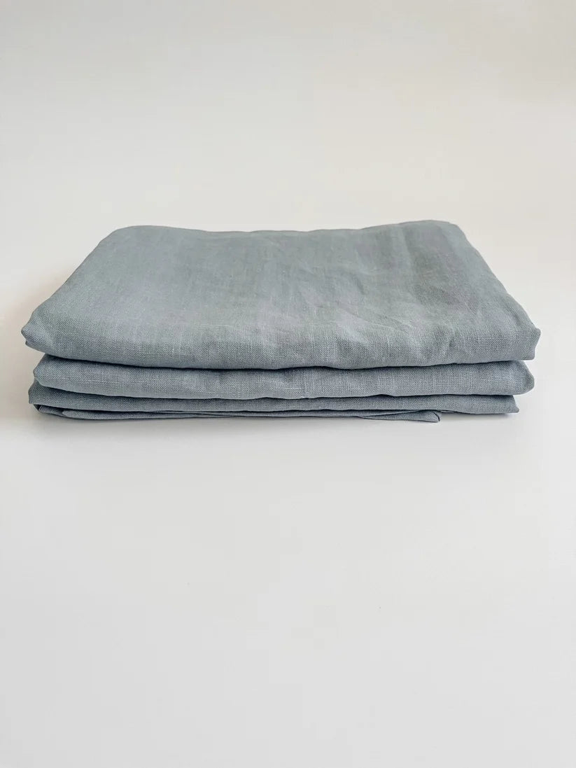 Mama & Tochter Pure French Linen Tea Towel: Stone Blue
