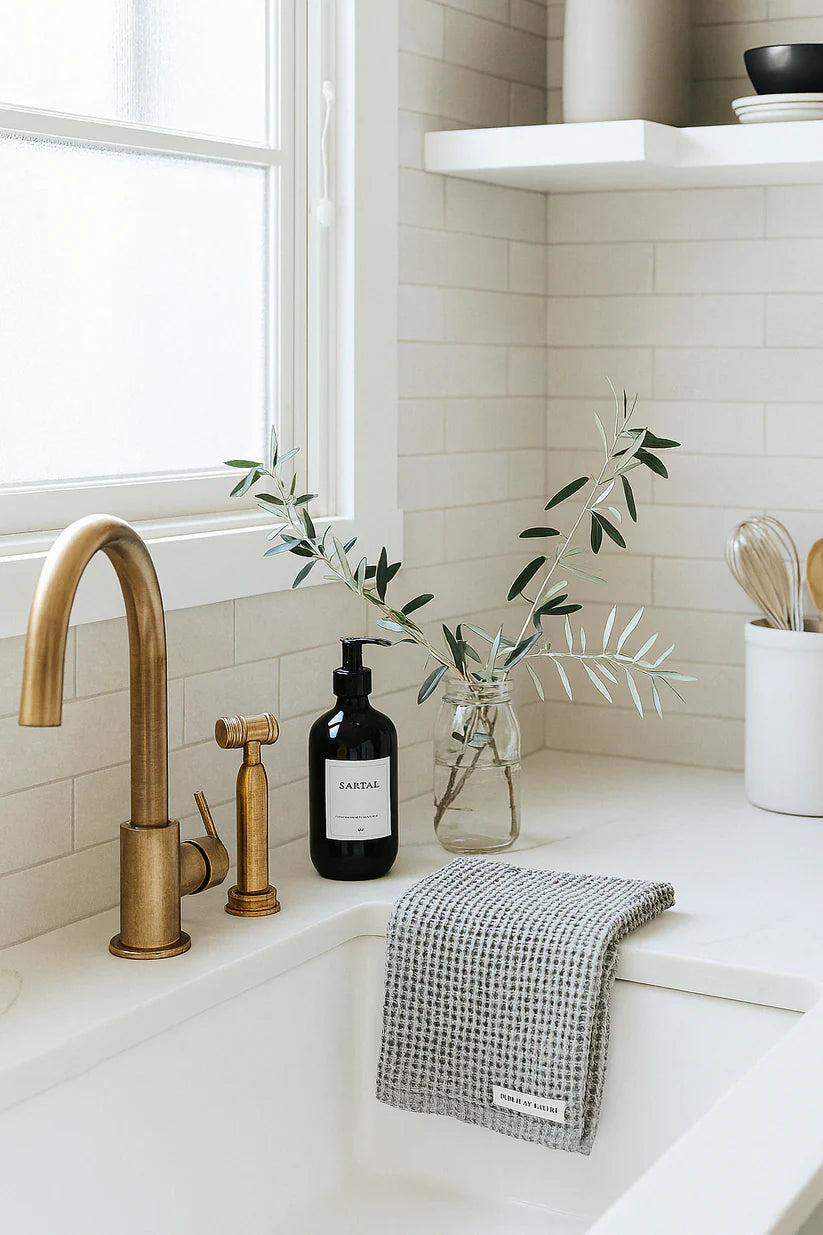 Mama & Tochter Waffle Tea Towel: Light Grey