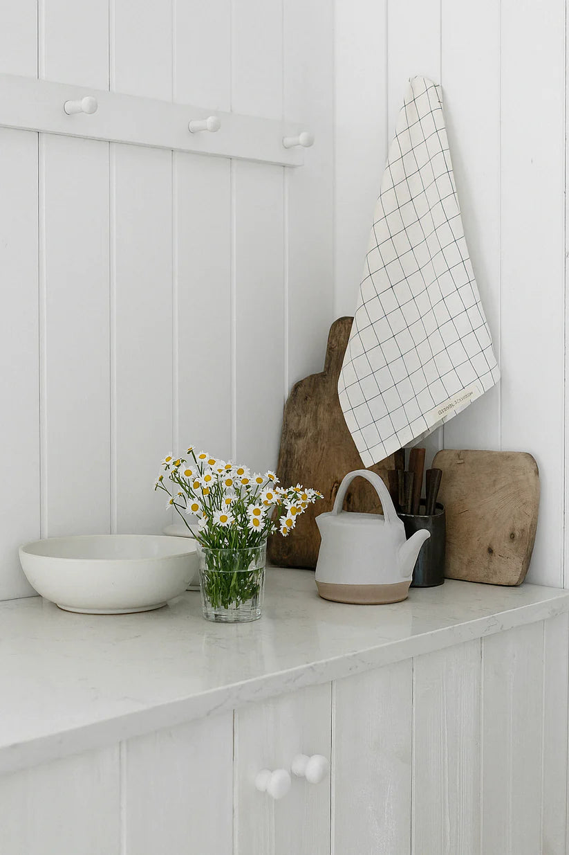 Mama & Tochter French Linen Tea Towel: Blue Grids