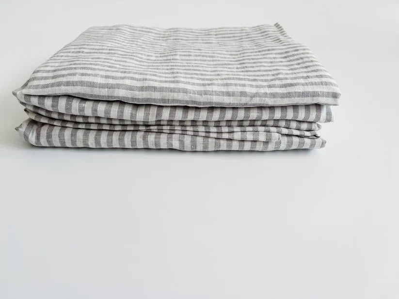 Mama & Tochter Pure French Linen Tea Towel: Grey Stripe