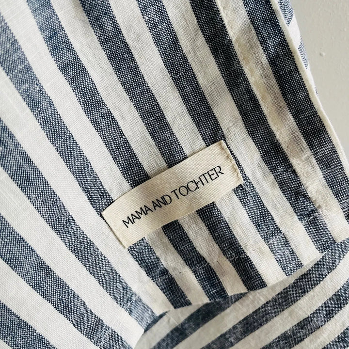 Mama & Tochter Pure French Linen Tea Towel: Navy Stripe