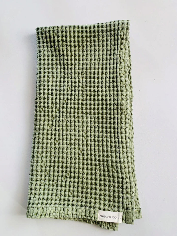 Mama & Tochter Waffle Tea Towel: Light Olive