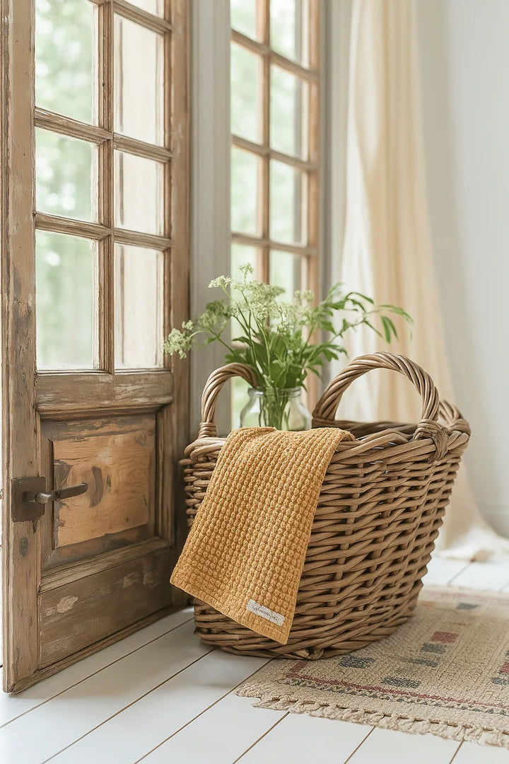 Mama & Tochter Waffle Tea Towel: Light Rust