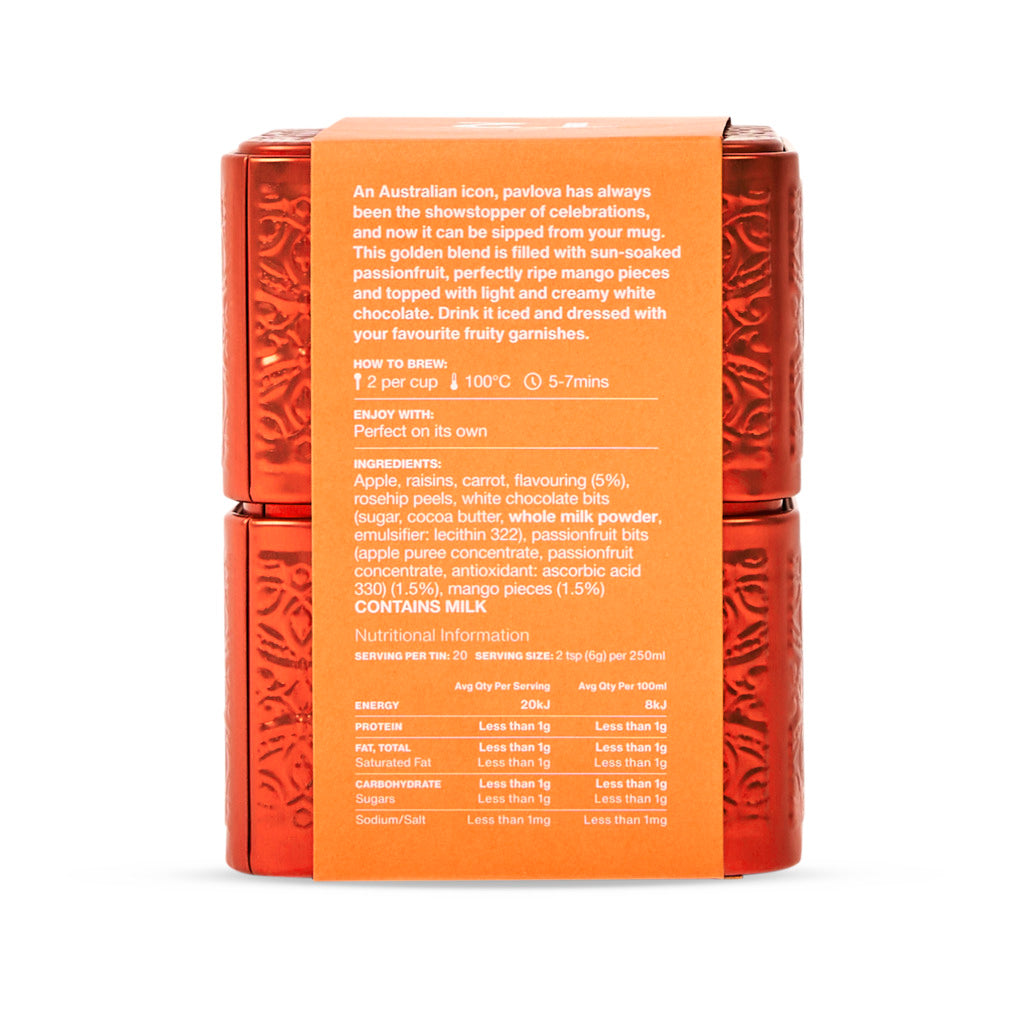 Orange tea tin on a white background