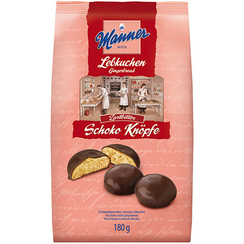 Manner Schoko Kröpfe gingerbread package with pink background