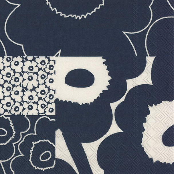 Marimekko Unikko Kollaasi Dark Blue Napkins