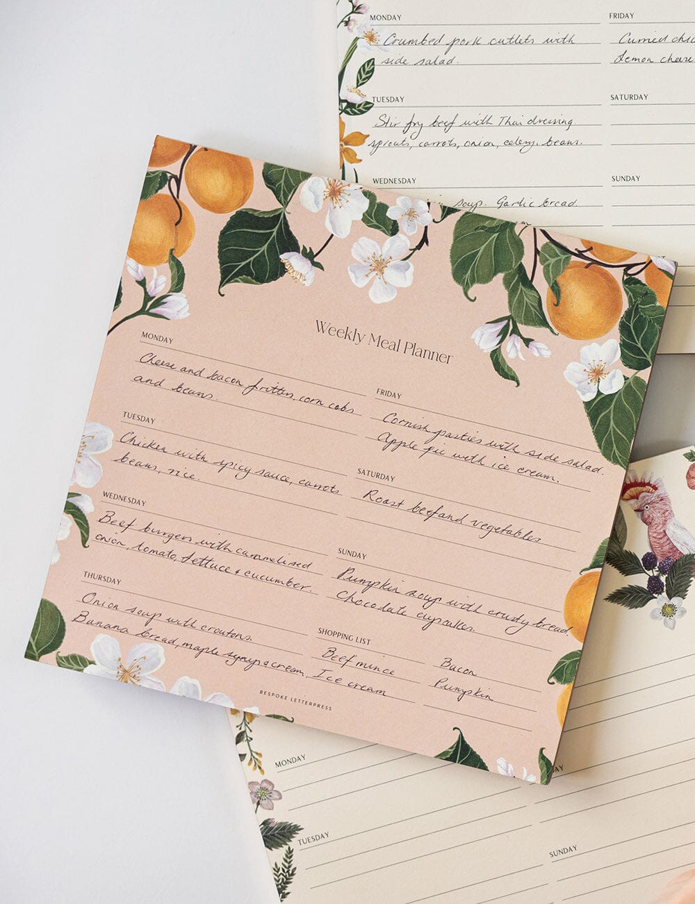 Bespoke Peaches Meal Planner Notepad