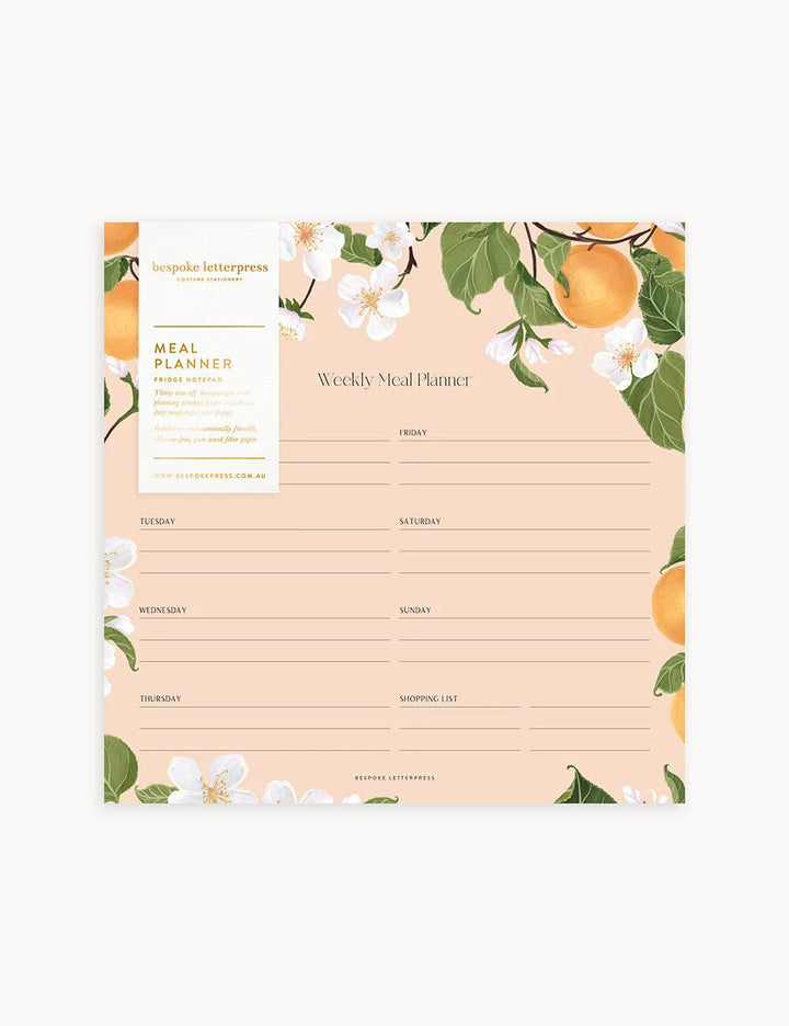 Bespoke Peaches Meal Planner Notepad