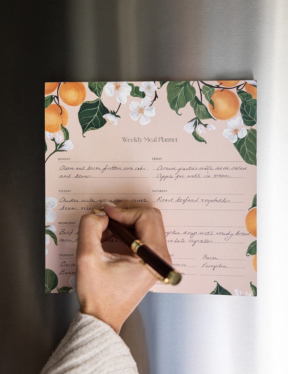 Bespoke Peaches Meal Planner Notepad