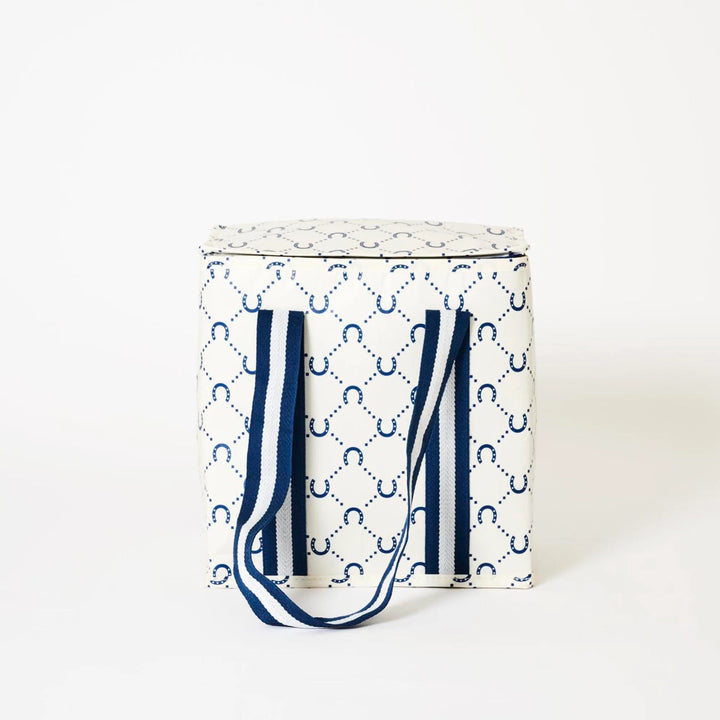 Medium Insulated Tote: Navy Horseshoe