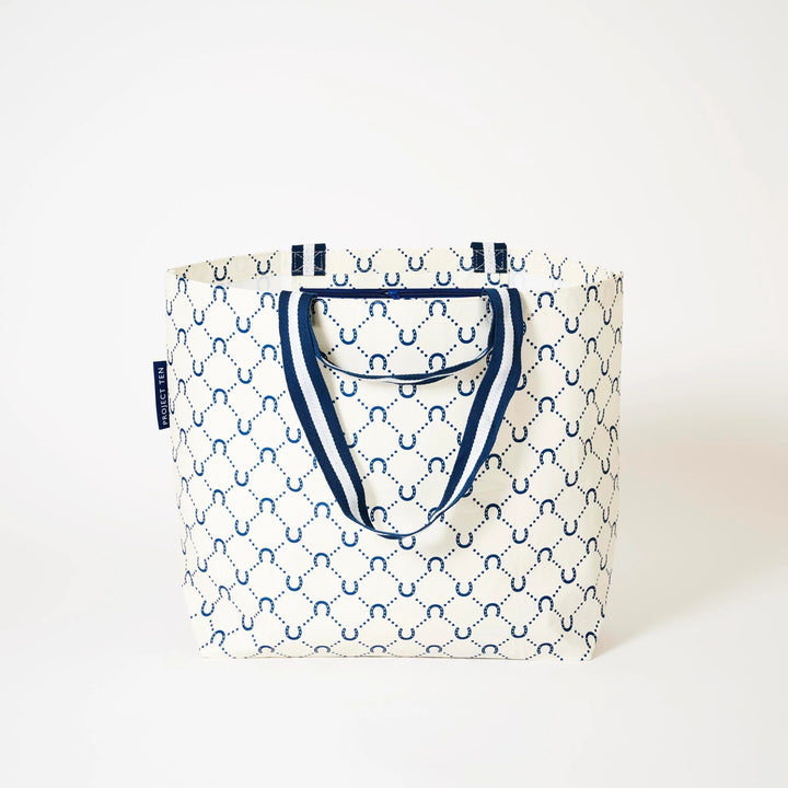 Medium Tote: Navy Horseshoe