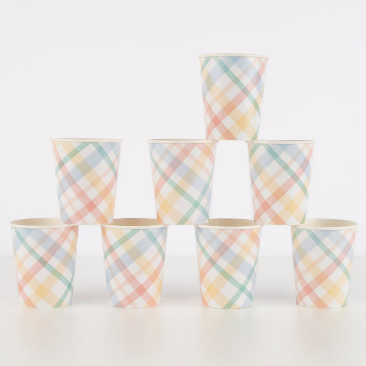 Meri Meri - Plaid Pattern Cups 8pk