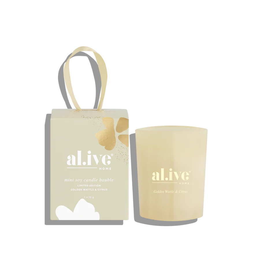 Al.ive Mini Soy Candle Bauble: Golden Wattle & Citrus