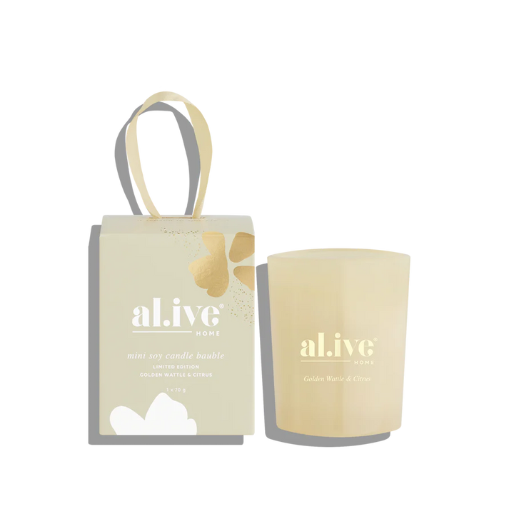 Al.ive Mini Soy Candle Bauble: Golden Wattle & Citrus