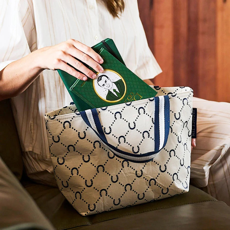 Mini Tote: Navy Horseshoe