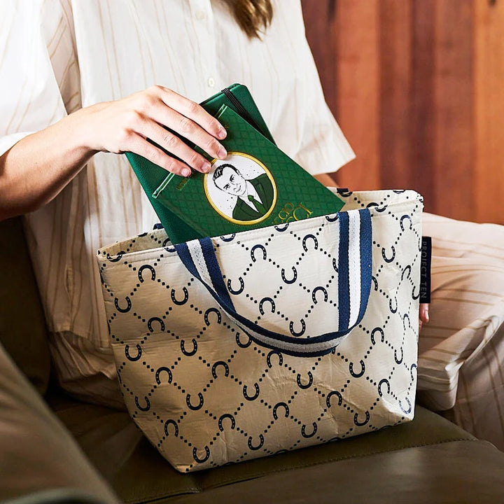 Mini Tote: Navy Horseshoe
