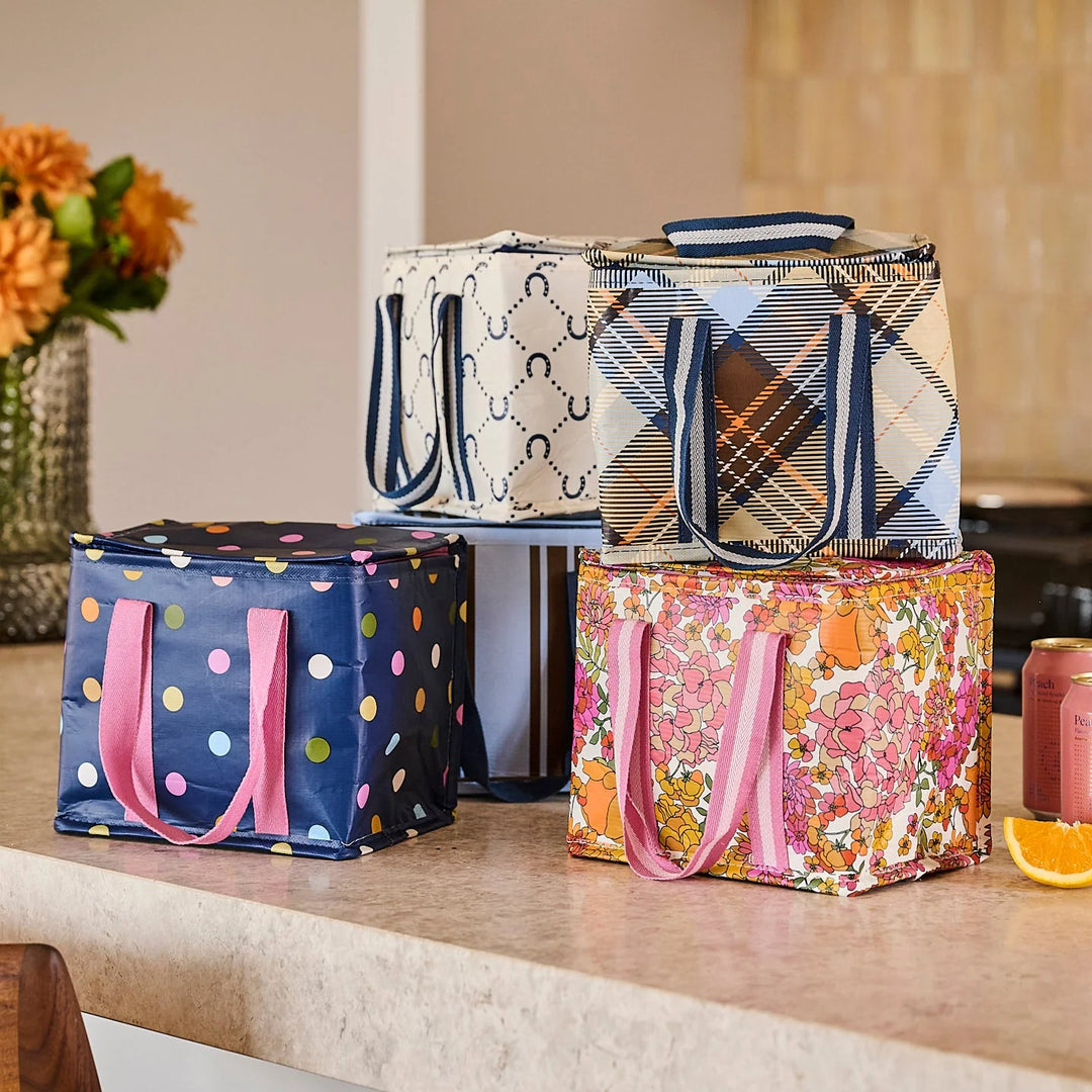 Mini Insulated Tote: Navy Horseshoe
